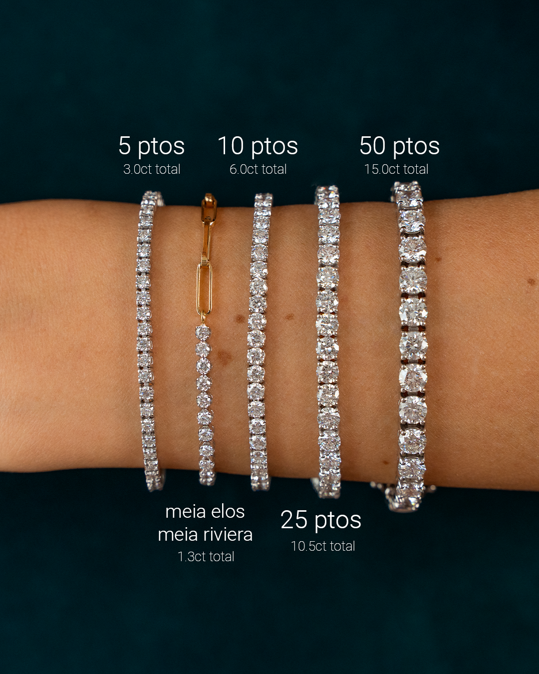 Pulseira riviera de 25 pontos cada (10.5ct)